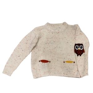 Knit sweater with owl elbow patches